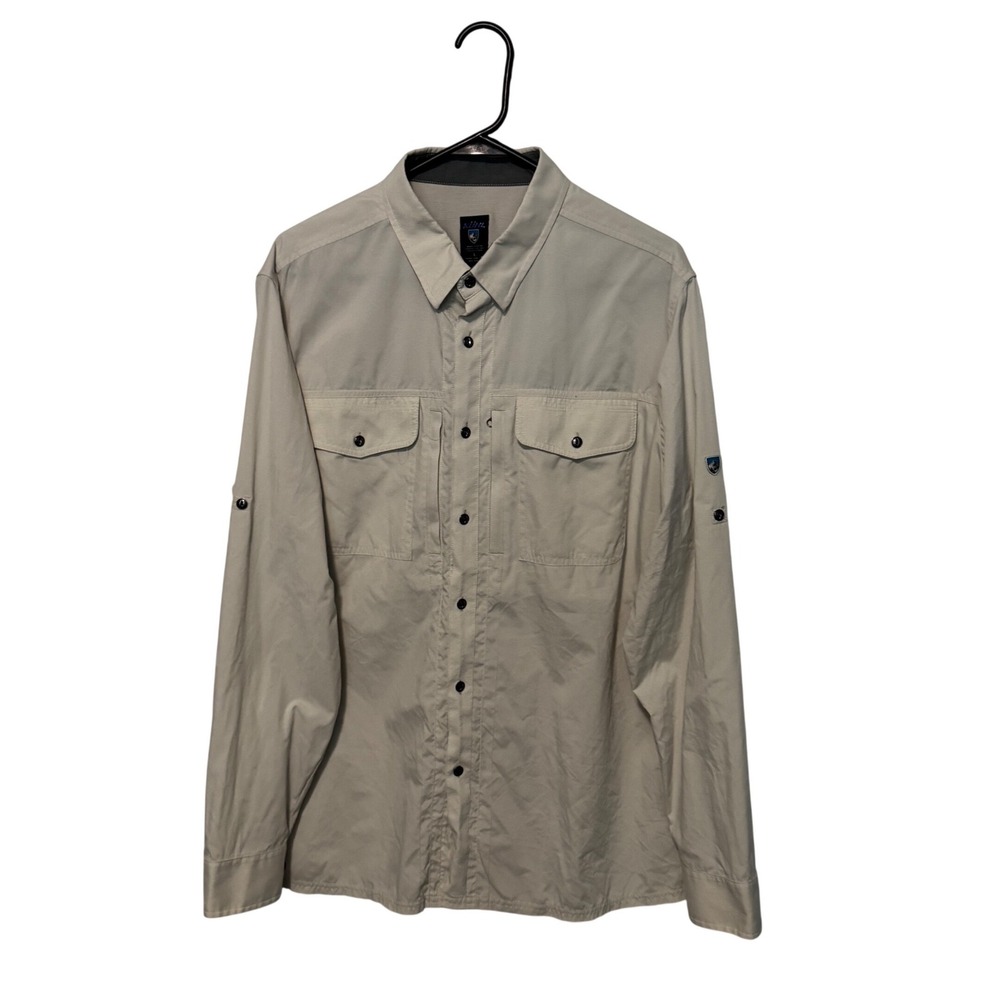 KUHL Airspeed Shirt Mens Large Tan Long Sleeve Ventilated Climbing Trail Hiking